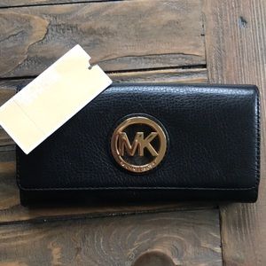 MICHAEL KORS BLACK LEATHER WALLET NEW WITH TAGS